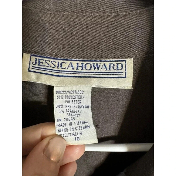 Vintage Jessica Howard Dress 10 Brown  Button Up Shirtdress Belt Max - Picture 3 of 6